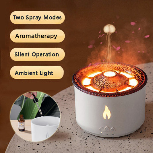 Ultrasonic Essential Oil Humidifier - Volcano Aromatherapy & Jellyfish Flame Diffuser