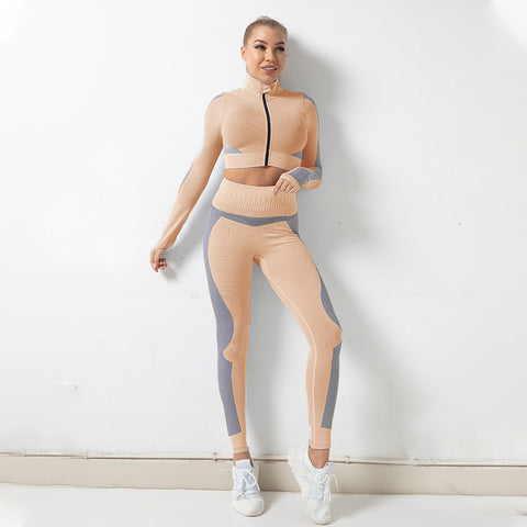 Autumn And Winter Seamless Jacket Zipper Suit Hip-Lifting Fitness Sports Yoga Wear