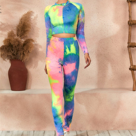 Women's Tie-Dye Long-Sleeved Trouser Suit