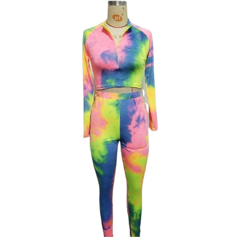 Women's Tie-Dye Long-Sleeved Trouser Suit