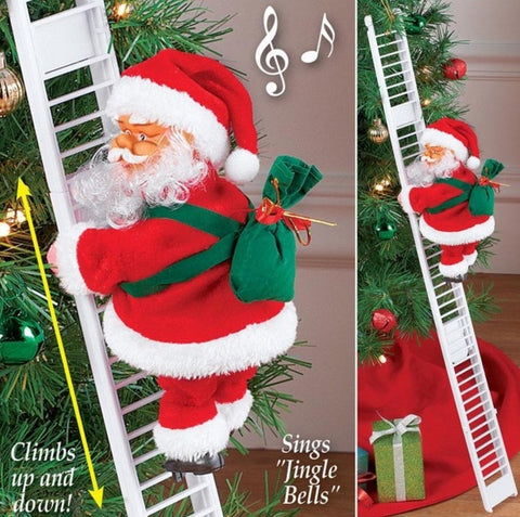 Climbing Santa Claus Doll - Electric Toy with Red Ladder