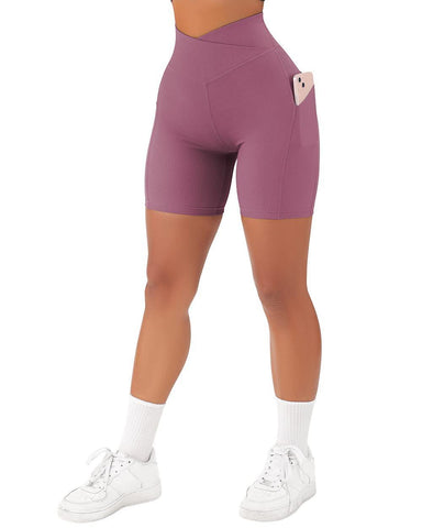 Women's Cross Sports Tight Short Belt Pockets