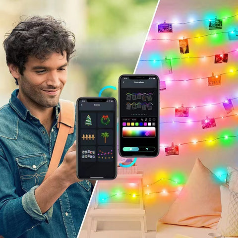 Christmas Light String with Remote Control - Intelligent Ambient Decor Lights