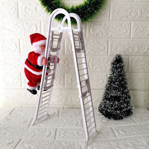 Climbing Santa Claus Doll - Electric Toy with Red Ladder