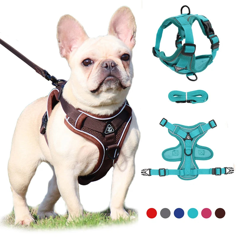 (1001) No Pull Dog Harness & Leash Set - Reflective Mesh Vest