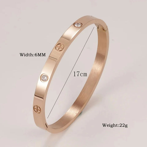 Cartier-Inspired Crystal Love Bracelet – Elegant Stainless Steel Charm for Women