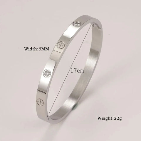 Cartier-Inspired Crystal Love Bracelet – Elegant Stainless Steel Charm for Women