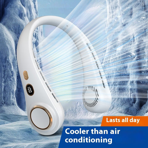 Portable Leaf-Free Fan with Digital Display