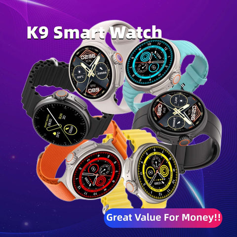 New K9 Smartwatch: Sleek Round Screen, Wireless Charging, NFC & Payment Functionality