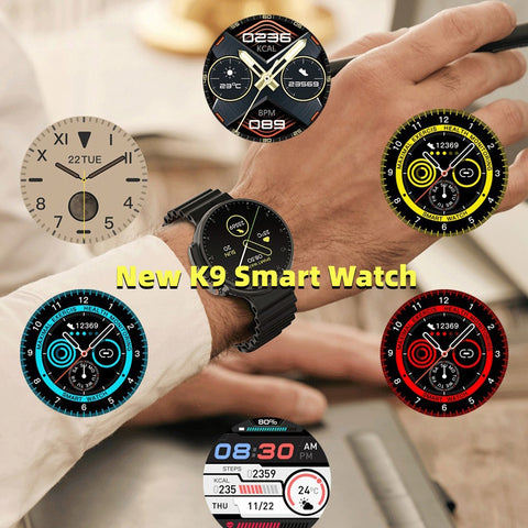 New K9 Smartwatch: Sleek Round Screen, Wireless Charging, NFC & Payment Functionality