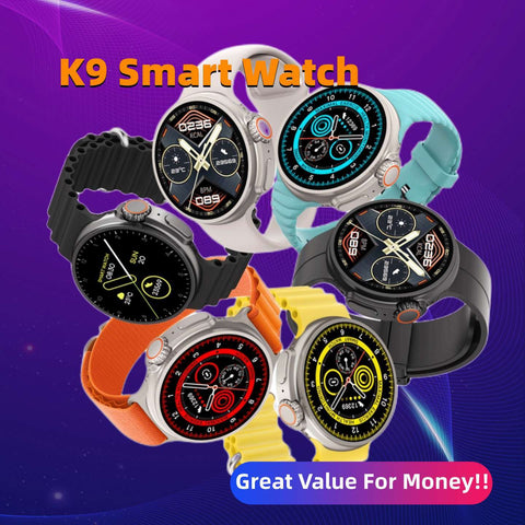 New K9 Smartwatch: Sleek Round Screen, Wireless Charging, NFC & Payment Functionality