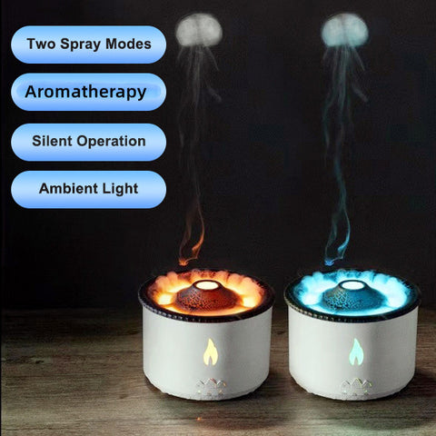 Ultrasonic Essential Oil Humidifier - Volcano Aromatherapy & Jellyfish Flame Diffuser